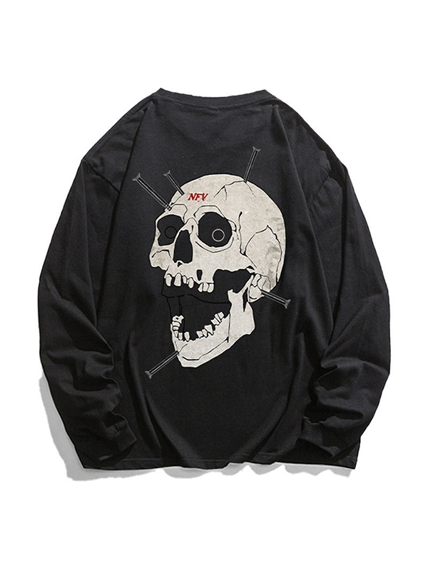 Men's American Style Skull Print Long Sleeve Tee-2