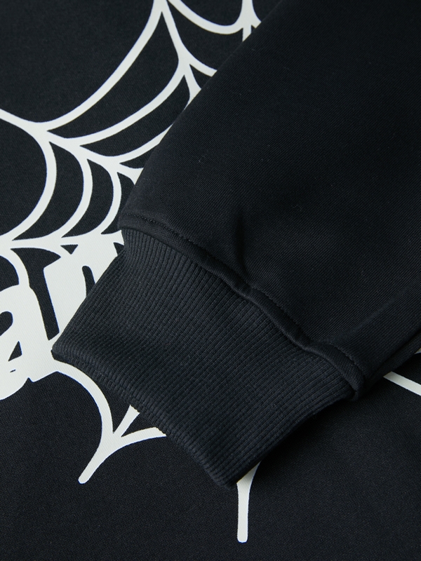 Men's Spider Print Full Zip Oversized Hoodie-4
