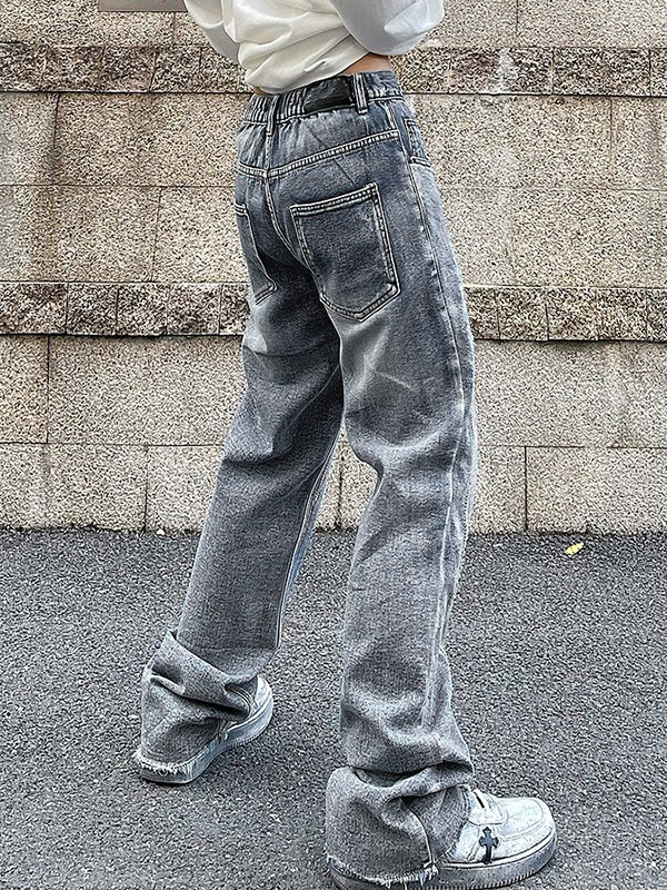 Washed Embroidery Boyfriend Jeans-3