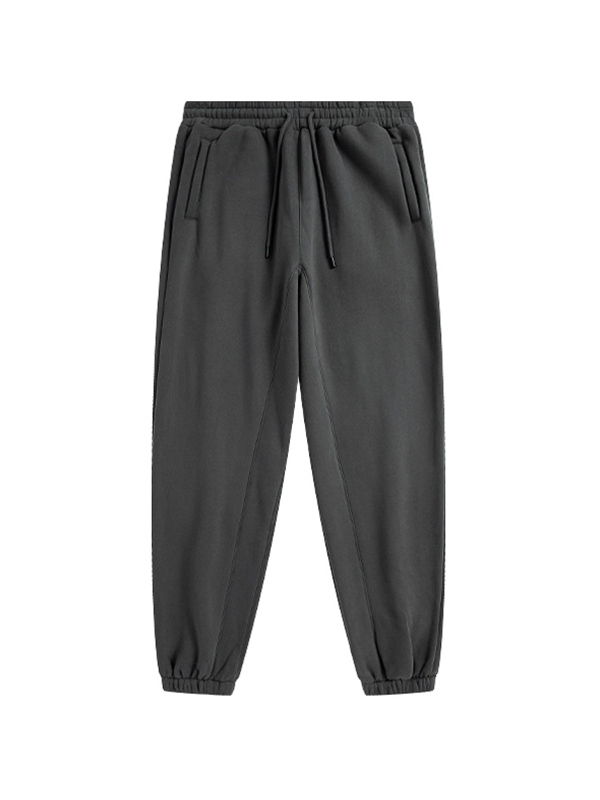 Men's Solid Color Bound Feet Sweatpants-2