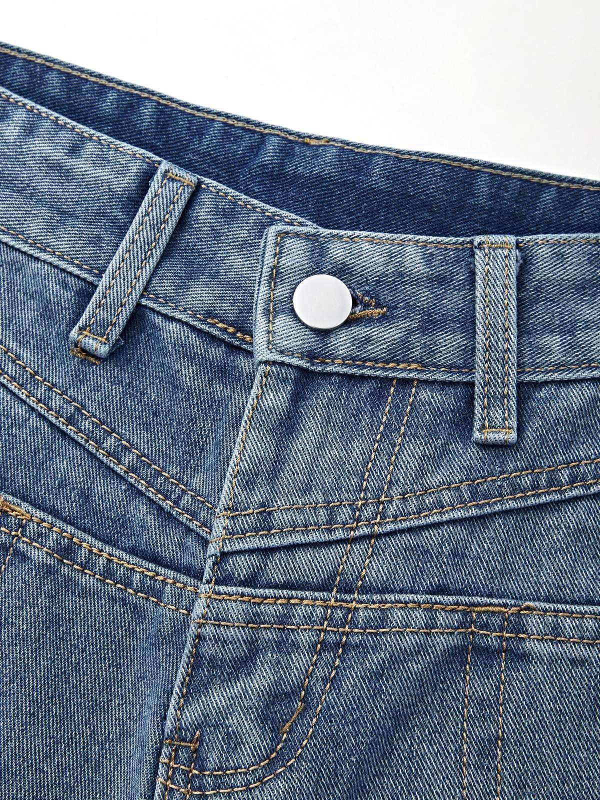 Washed Classic Denim Boyfriend Jeans-5
