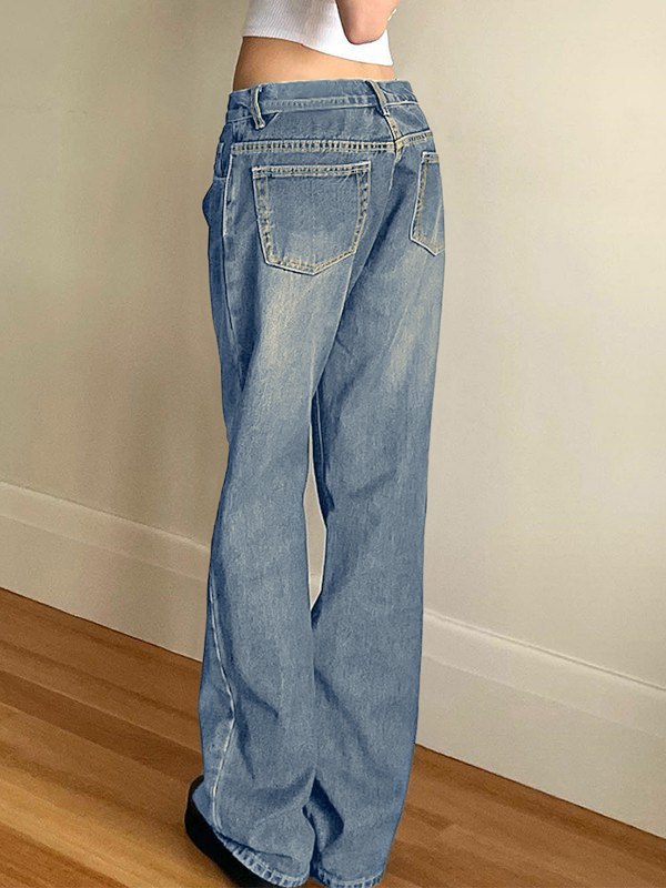Washed Classic Denim Boyfriend Jeans-2