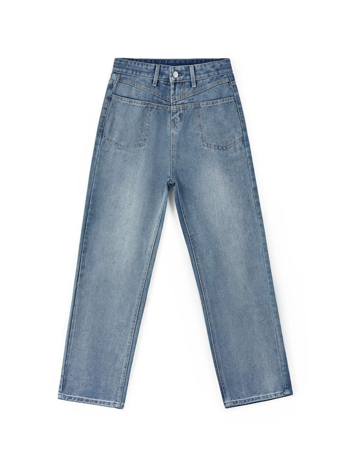 Washed Classic Denim Boyfriend Jeans-3