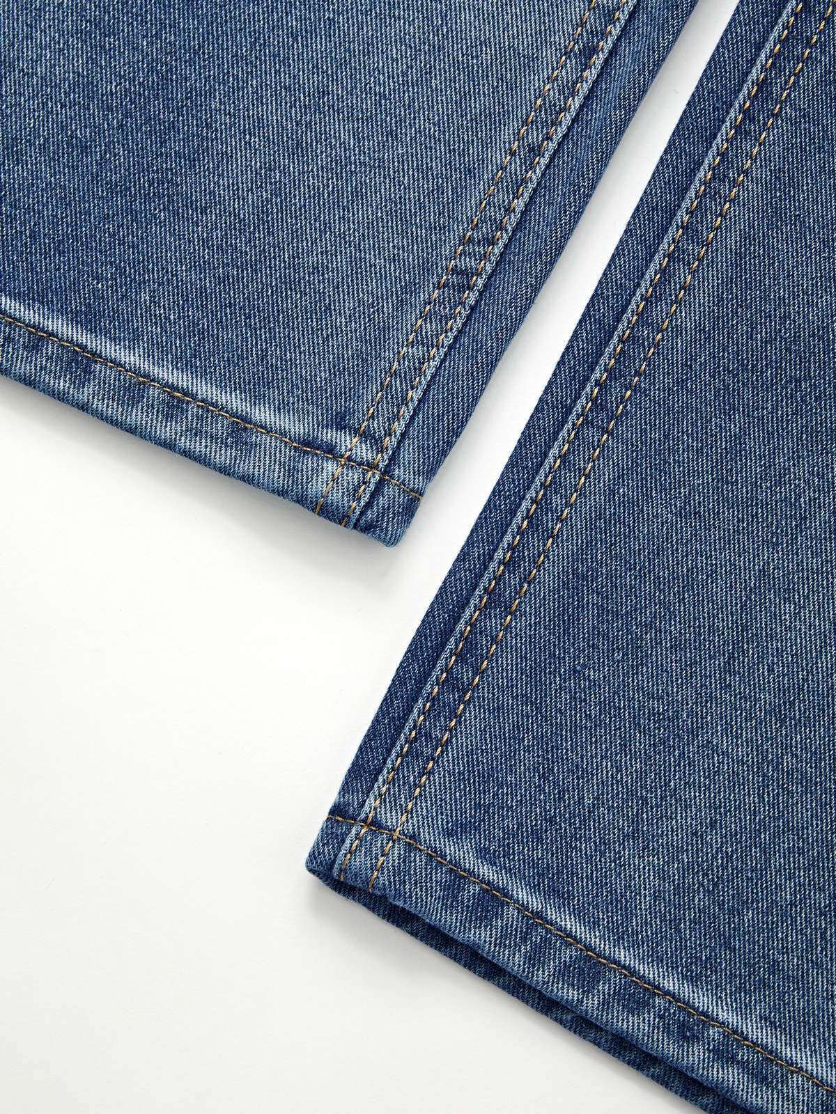 Washed Classic Denim Boyfriend Jeans-6
