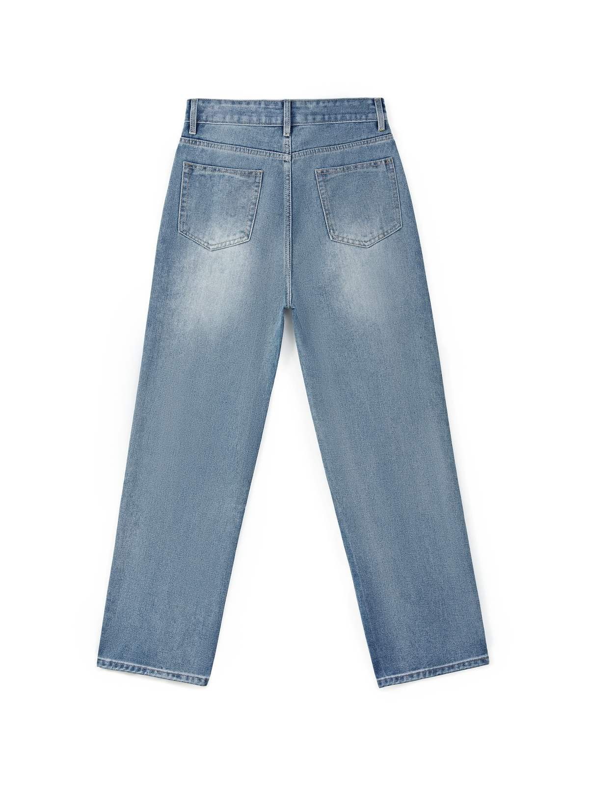 Washed Classic Denim Boyfriend Jeans-4