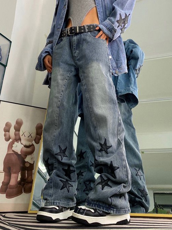 Vintage Denim Star Patch Boyfriend Jeans-2