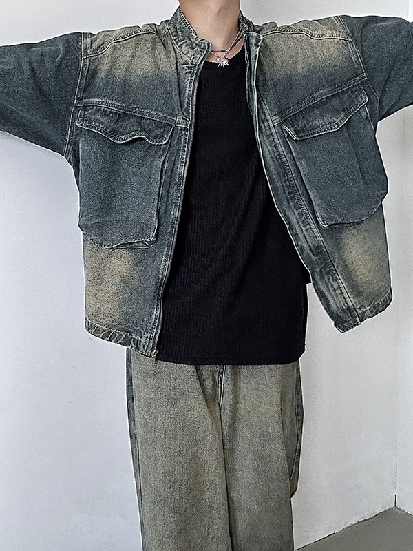Vintage Big Pocket Zip Up Jacket-3