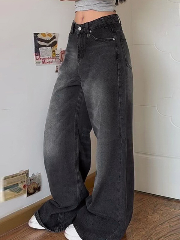 Retro Distressed Washed Drape Boyfriend Jeans-2