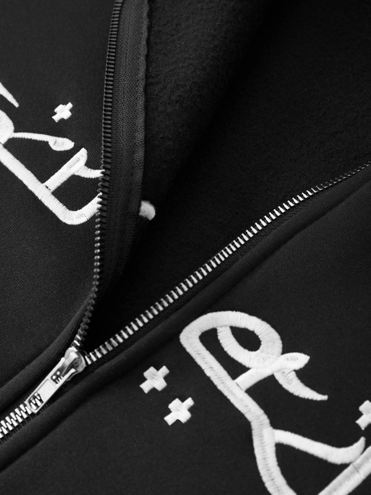Men's Punk Star Embroidery Zip Up Hoodie-5