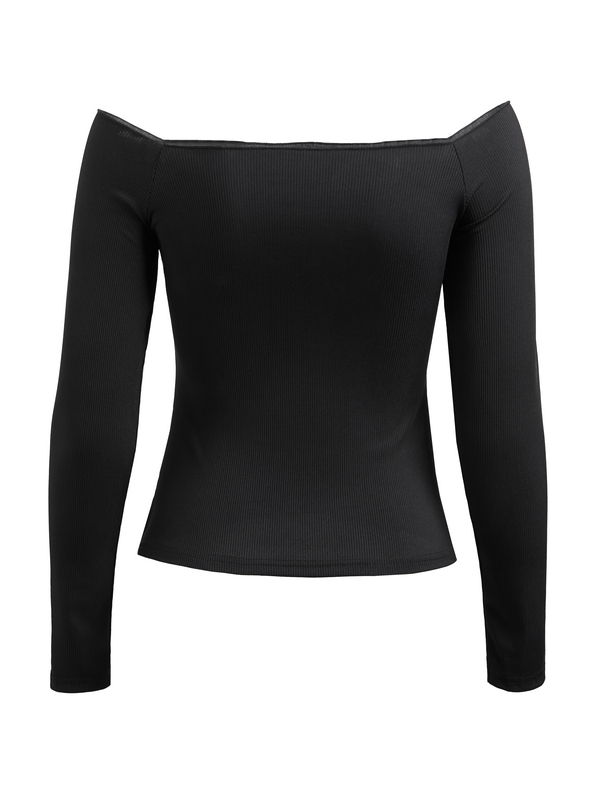 Spider Print Off Shoulder Slim Long Sleeve Tee-5