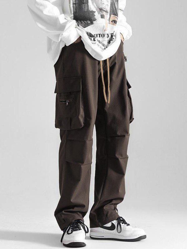 Men's Ruched Vintage Straight Cargo Pants-4