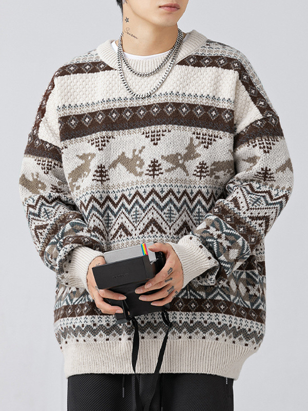 Men's Vintage Fair Isle Pullover Sweater-2