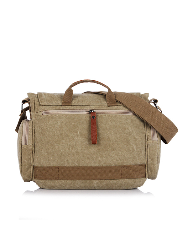 Vintage Logo Pattern Canvas Satchel Bag-3
