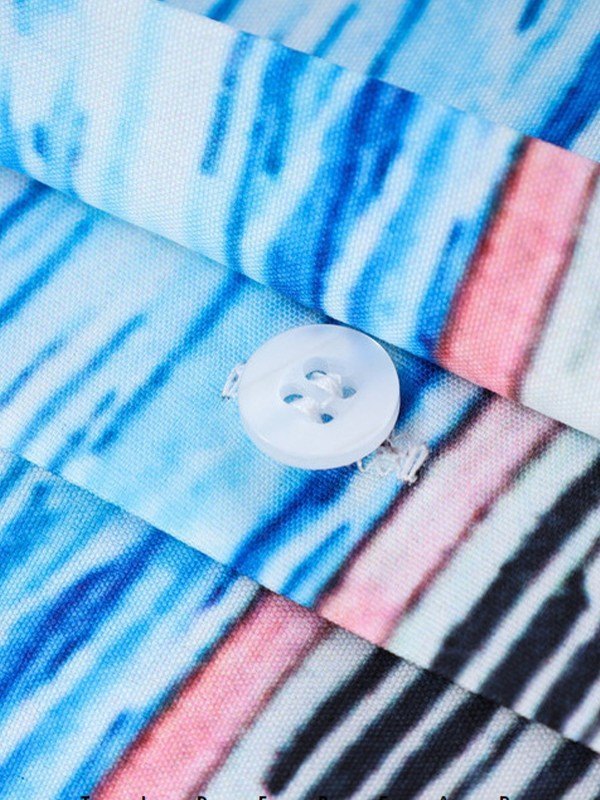 Men's Vintage Printed Short Sleeve Button Down Shirt-3