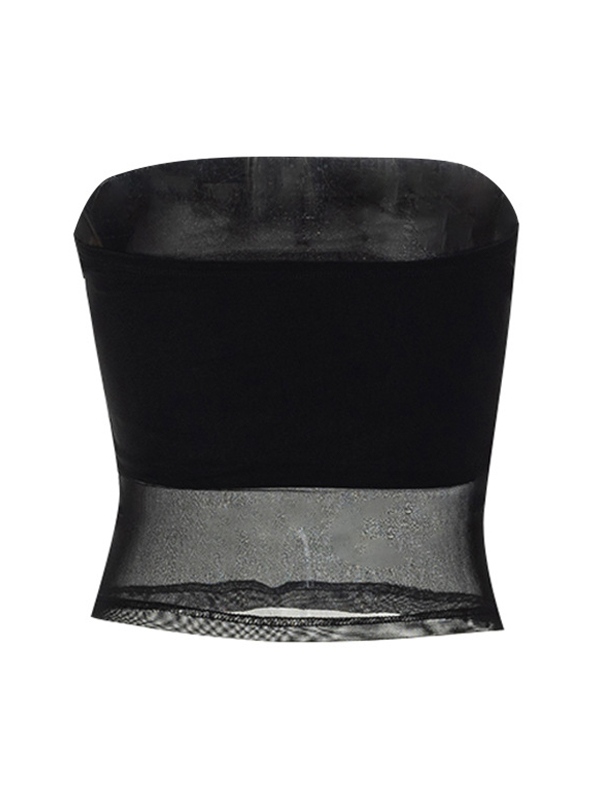 Black Paneled Mesh Bandeau Top-5