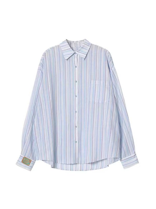 Fresh Stripe Thin Long Sleeve Blouse-6